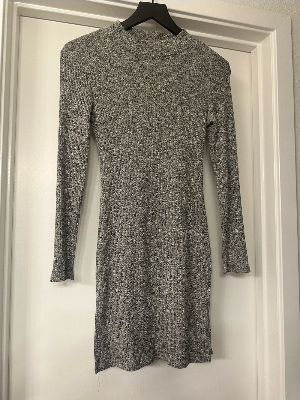 Better Be Grey Ribbed Long Sleeve Bodycon Shirt Dress